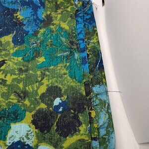 Blue floral barkcloth